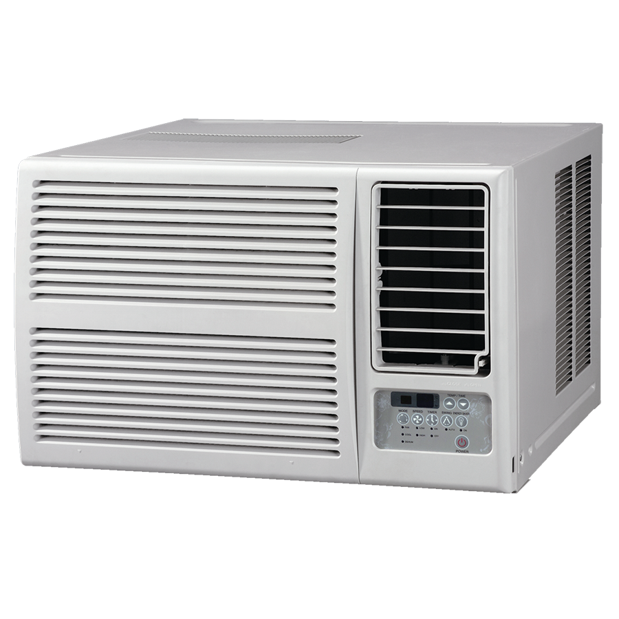 Silver Window Mounted Air Conditioner With Wide Metal Front Grille Transparent PNG Clipart