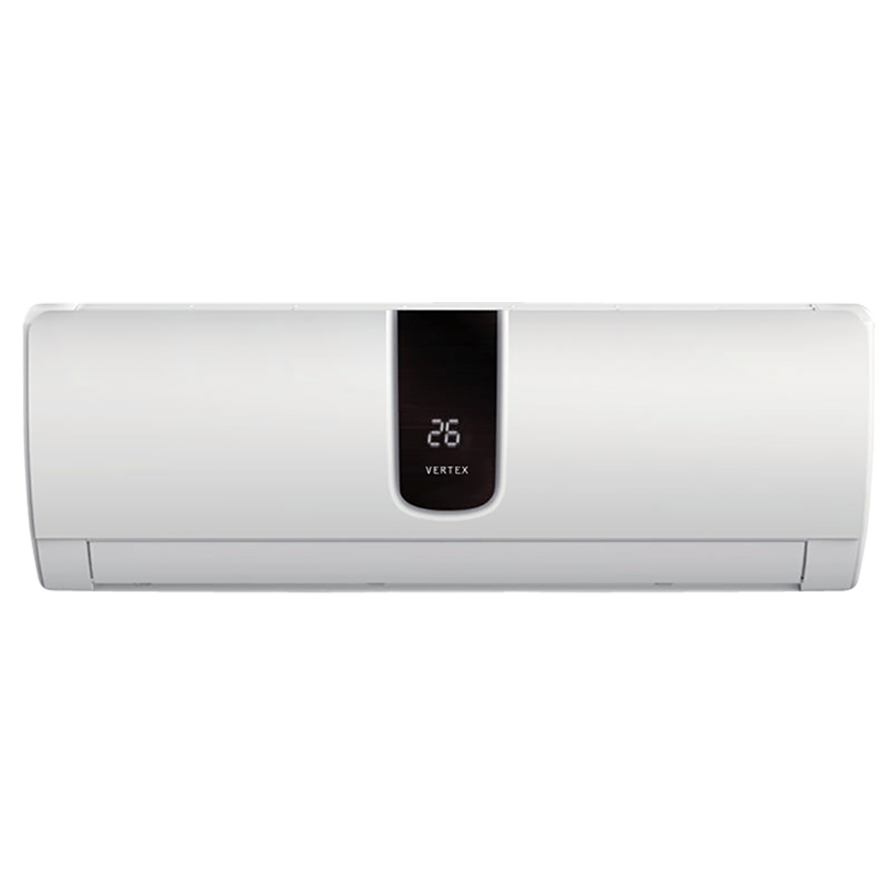Slim White Wall Air Conditioner With Dark Center Display Window Transparent Background PNG Image