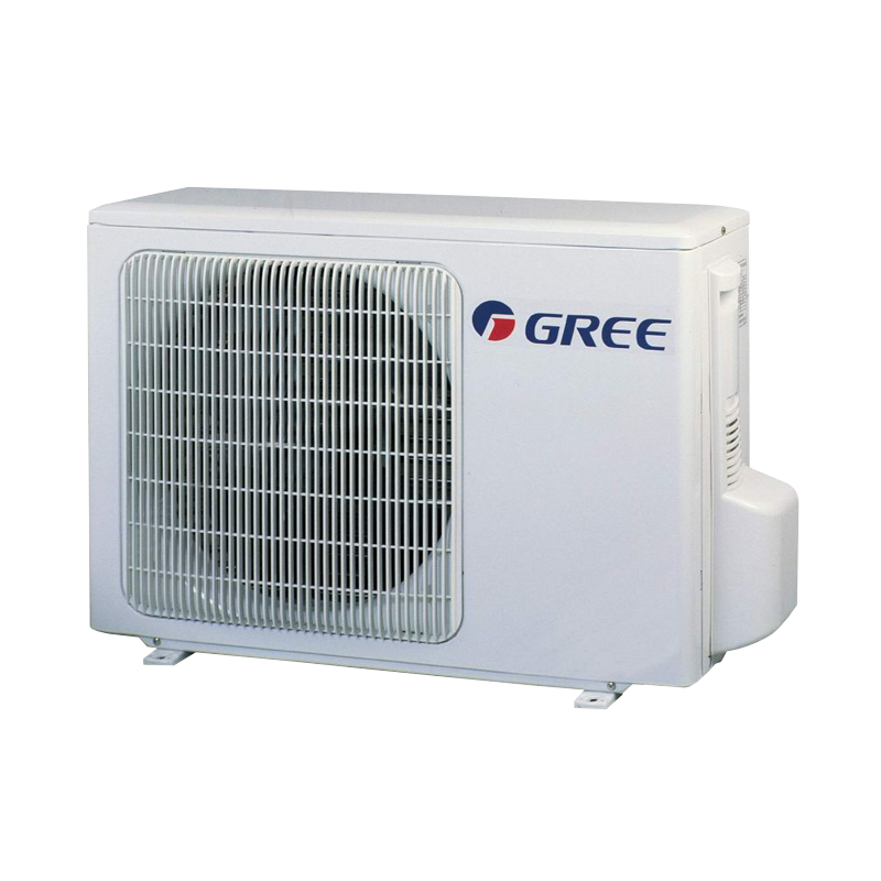 White Gree Style Outdoor Air Conditioner Condenser With Fan Grille Isolated Transparent PNG Image