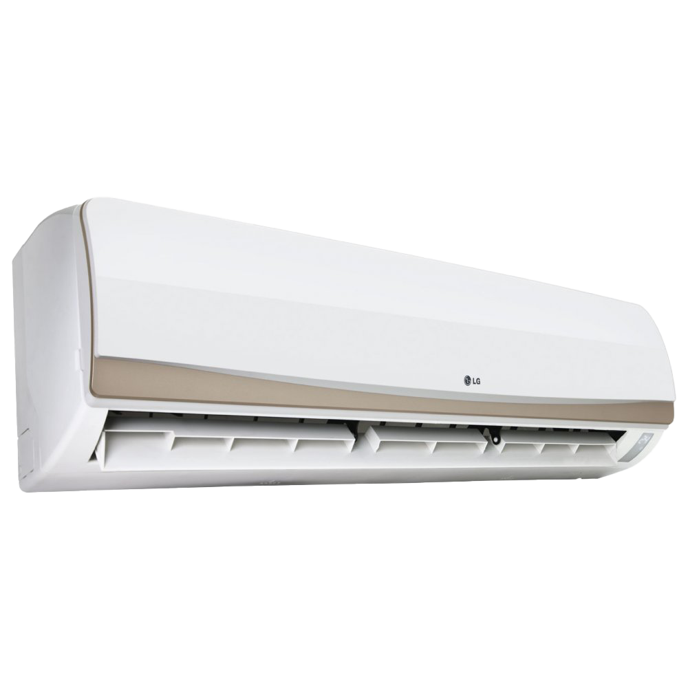 White Slim Wall Mounted Air Conditioner With Angled Front Vent Isolated AC Unit PNG Image