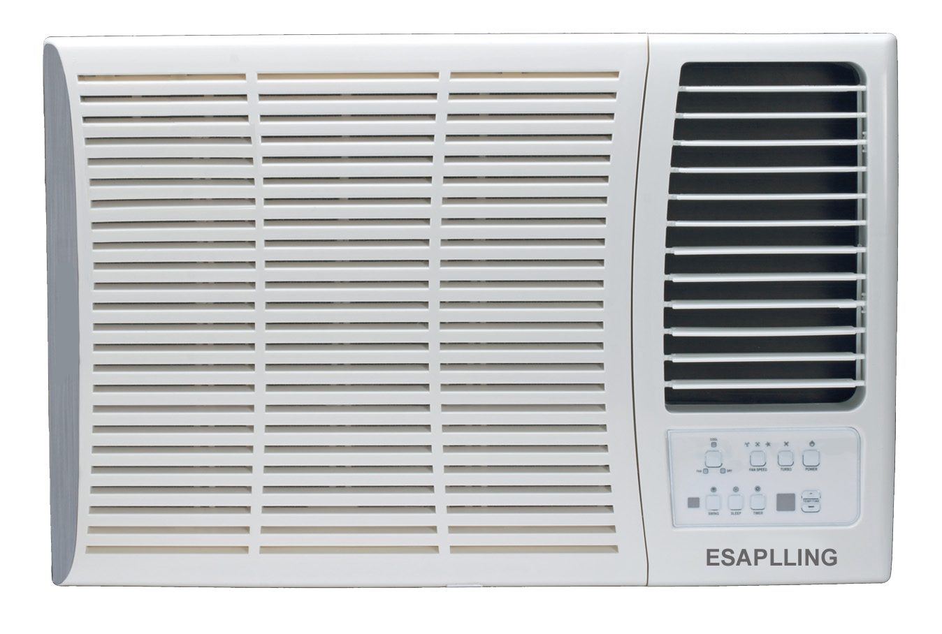 White Window Air Conditioner Front View With Wide Vent And Side Controls Isolated Transparent PNG Image
