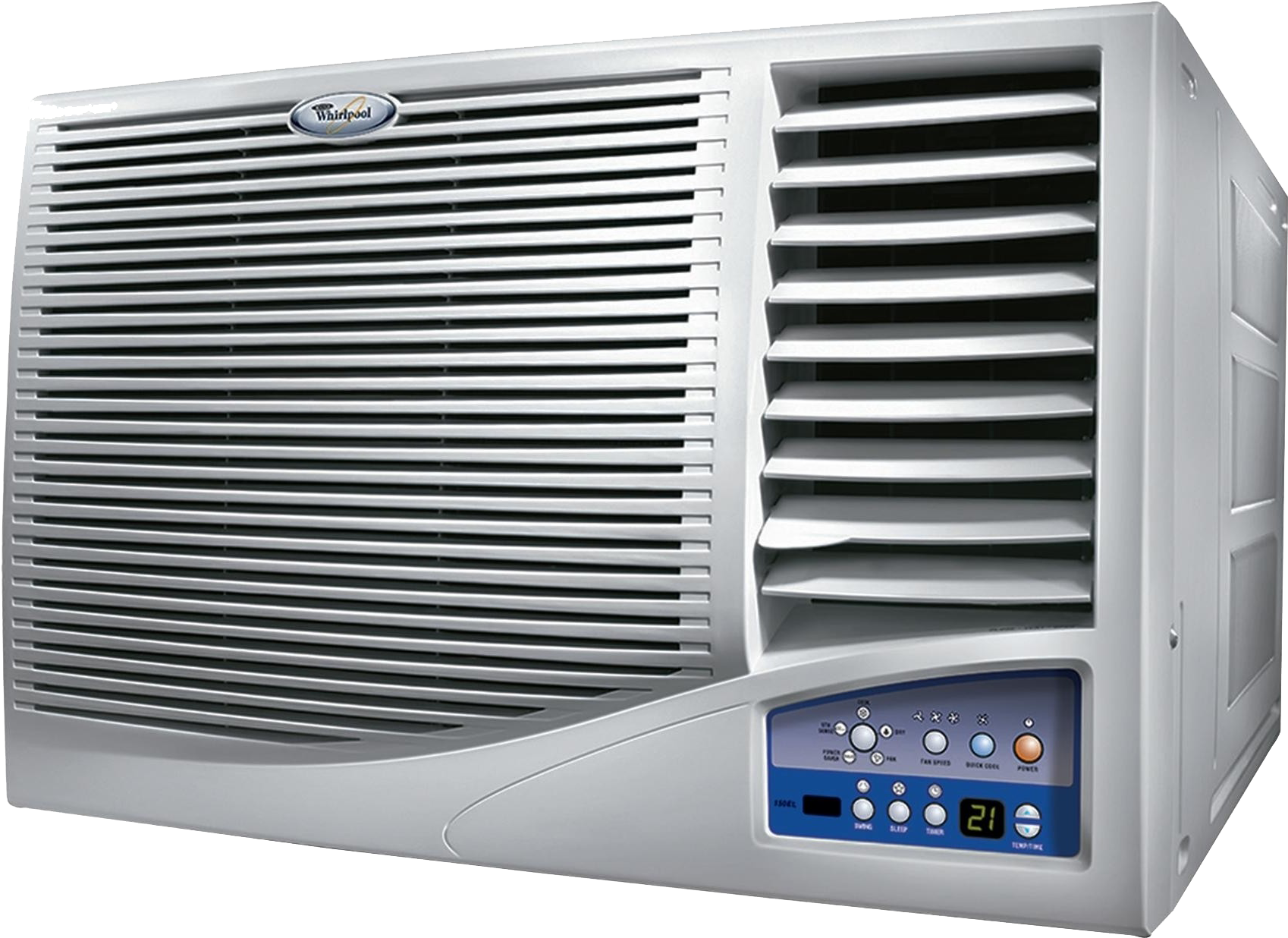 Window Air Conditioner With Horizontal Louvers And Blue Control Display Transparent PNG Clipart
