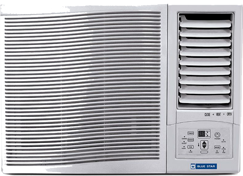Window Mounted Air Conditioner With Front Grille And Side Control Panel Isolated AC Unit PNG Image