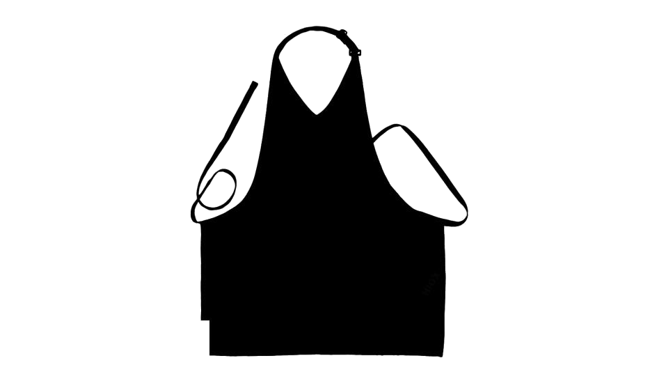 Black Apron Outline Illustration With Shoulder Straps And Pocket Apron PNG Illustration