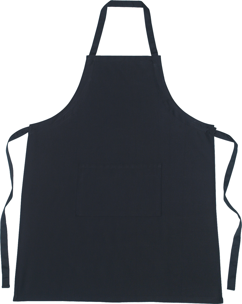 Black Bib Apron With Wide Shoulder Straps And Large Pocket Isolated Apron PNG Image