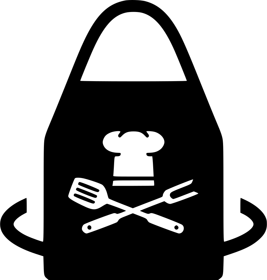 Black Chef Apron Symbol With Crossed Cooking Utensils Isolated Apron PNG Image