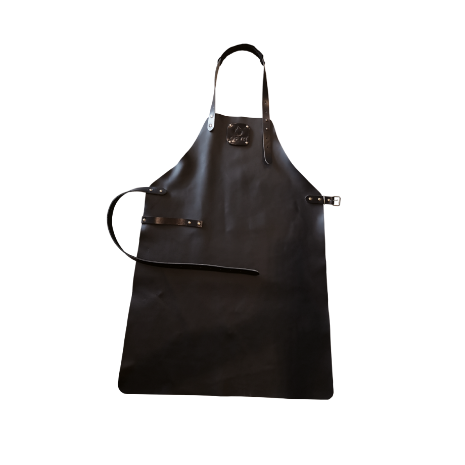Black Leather Craft Apron With Front Utility Pocket And Side Ties Apron PNG Illustration