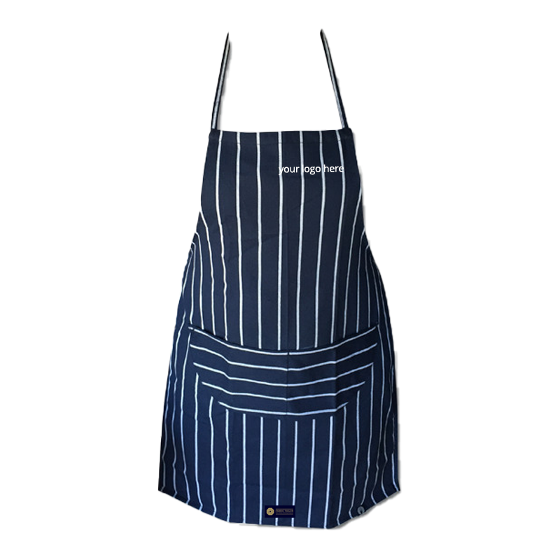 Blue And White Striped Barbecue Apron With Large Front Pocket Isolated Apron PNG Image
