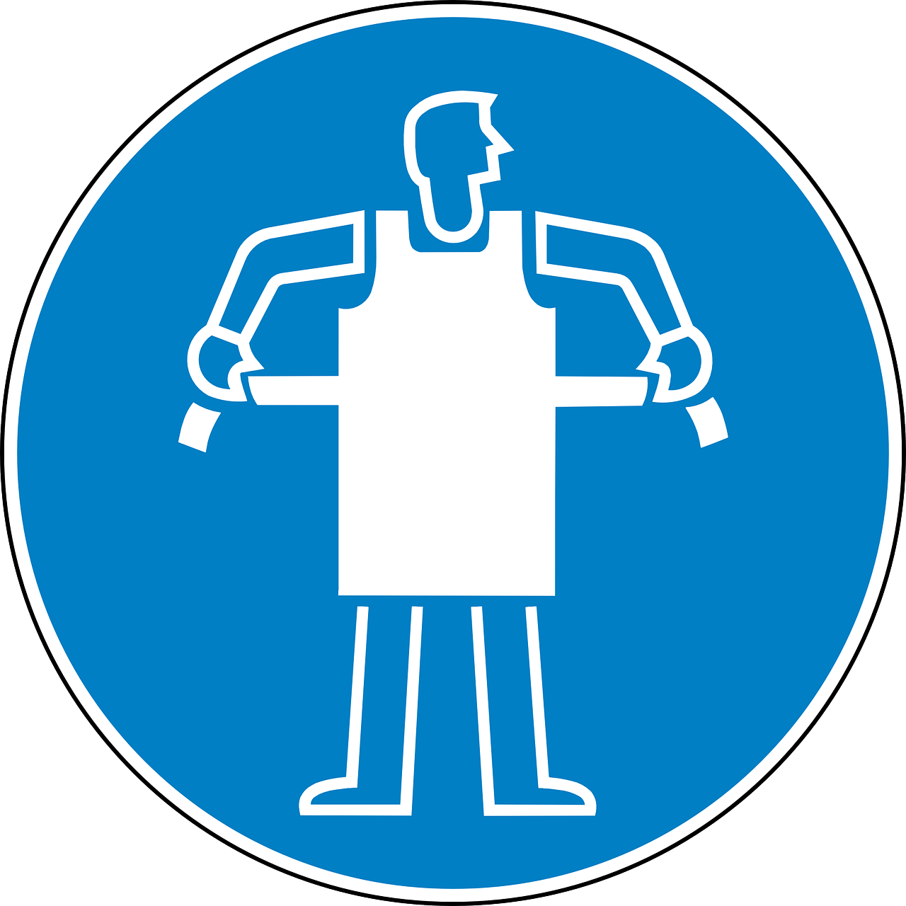 Blue Circular Safety Icon Showing Worker Wearing Protective Apron Isolated Apron PNG Image