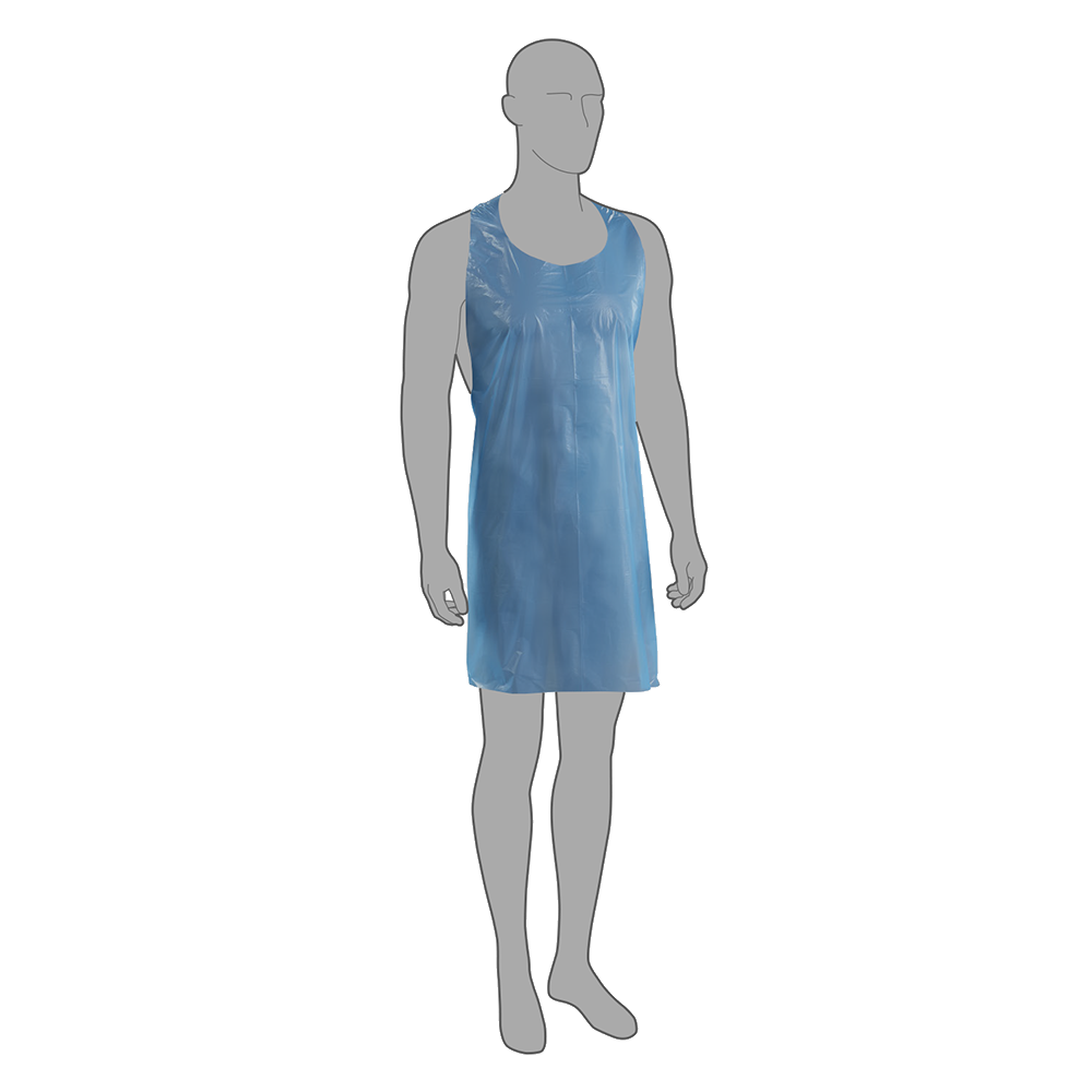 Blue Denim Apron Displayed On A Full Body Tailoring Mannequin Apron PNG Illustration