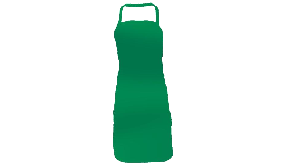 Bright Green Plain Bib Apron With Long Waist Strings Isolated Apron PNG Image