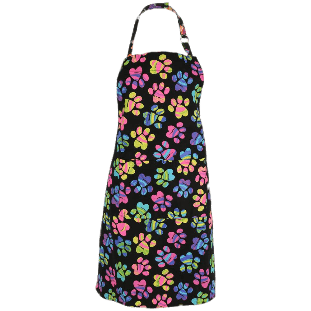 Colorful Floral Print Full Length Kitchen Apron With Neck Loop Isolated Transparent PNG Image