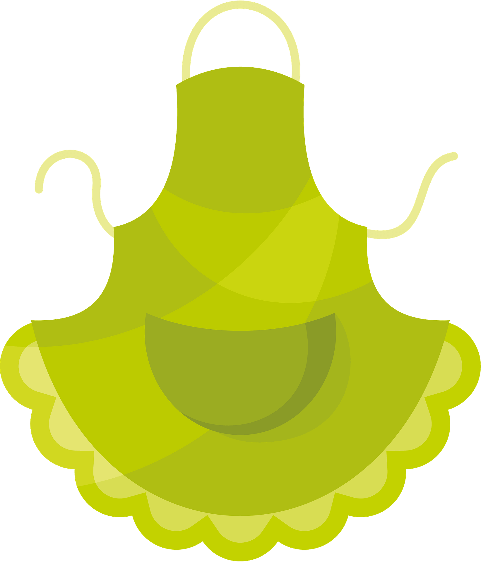 Cute Lime Green Frilly Apron Cartoon With Bow And Layered Skirt Apron PNG Graphic