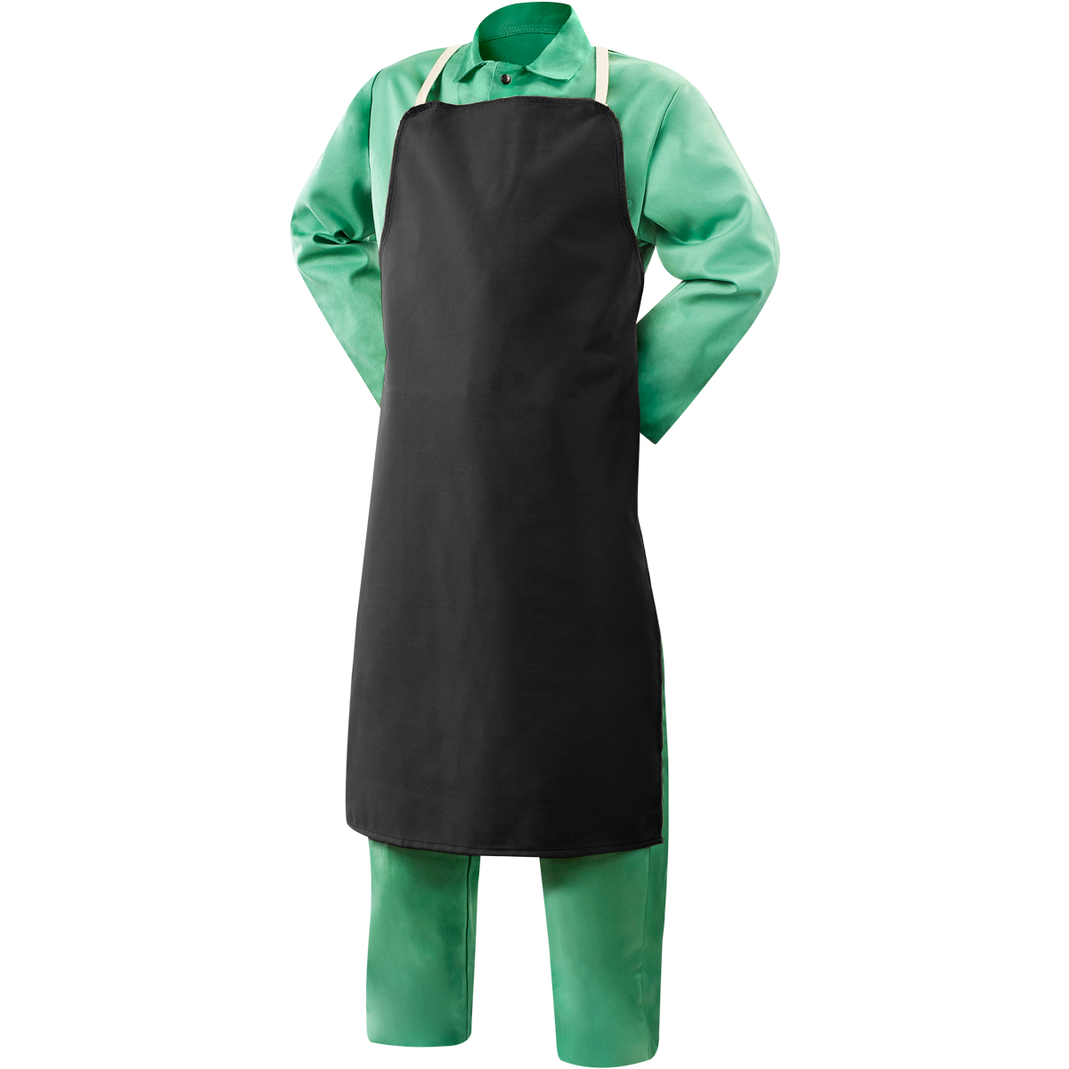 Green And Black Work Apron Worn Over Long Sleeve Shirt Isolated Transparent PNG Image
