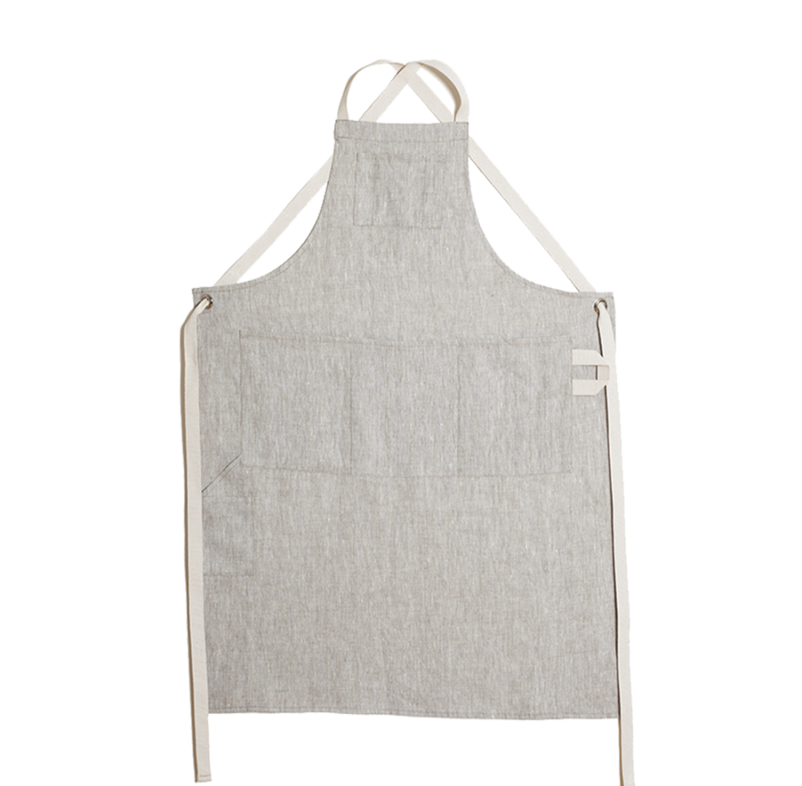 Light Gray Canvas Bib Apron With Adjustable Neck And Side Straps Kitchen Apron Transparent PNG
