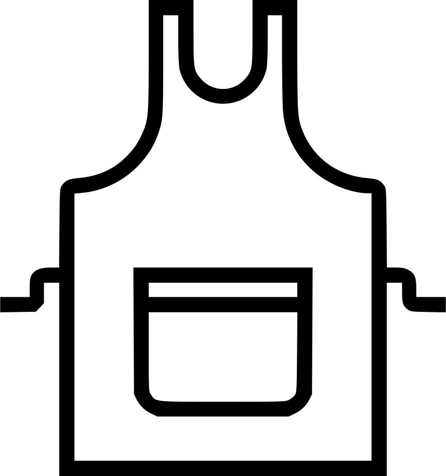 Minimal Black Outline Apron Icon With Front Pocket Apron PNG Graphic