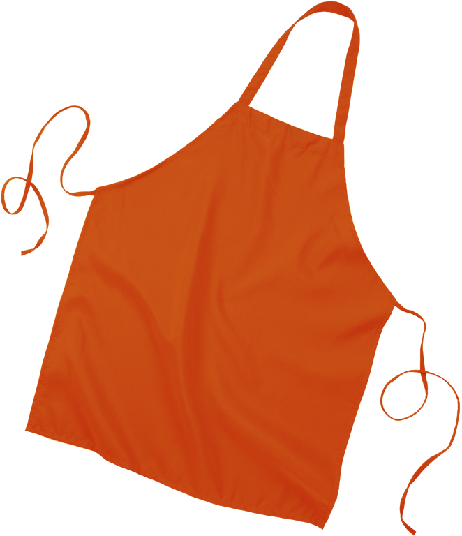 Orange Red Bib Apron Illustration With Thin Neck And Waist Strings Isolated Transparent PNG Image