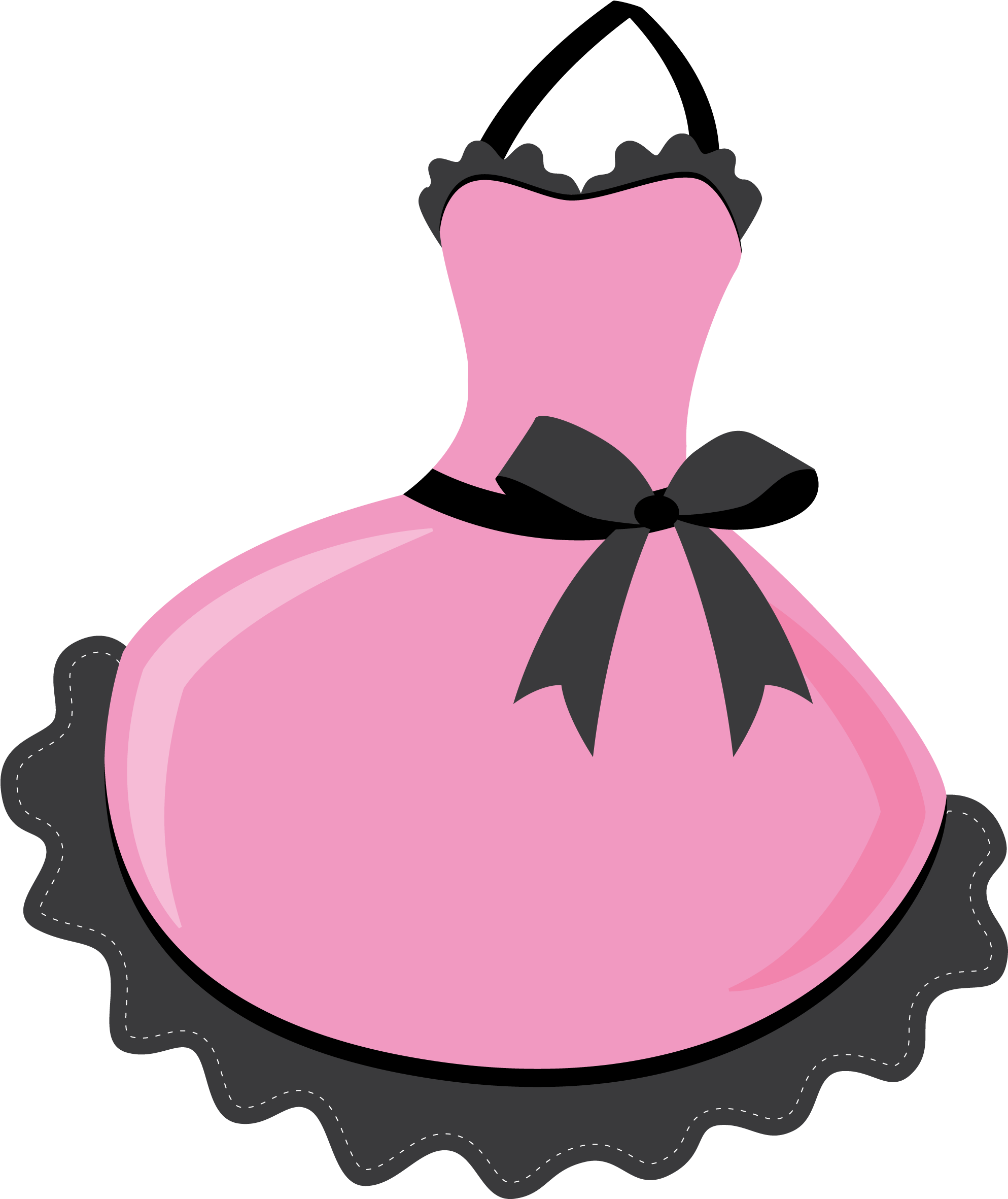 Pink Frilly Apron Illustration With Black Bow And Ruffled Trim Isolated Transparent PNG Image