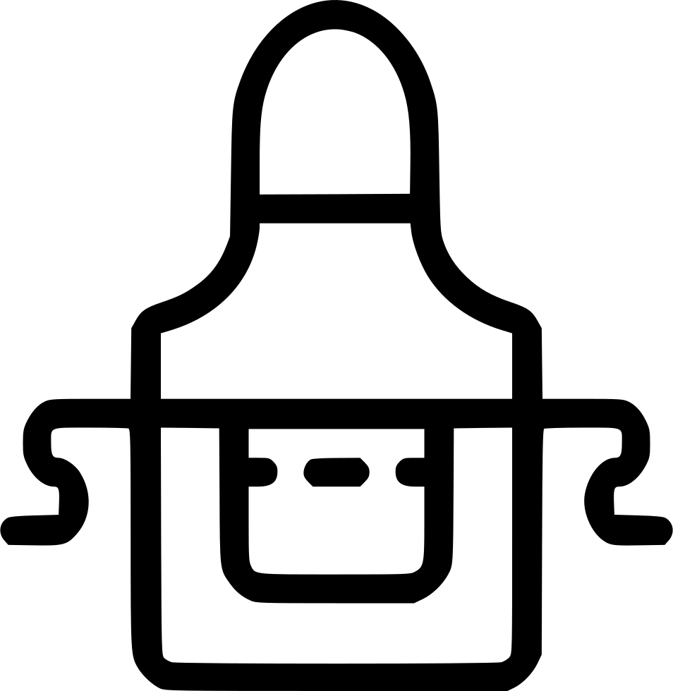 Simple Line Art Chef Apron Icon With Two Front Pockets Kitchen Apron Transparent PNG