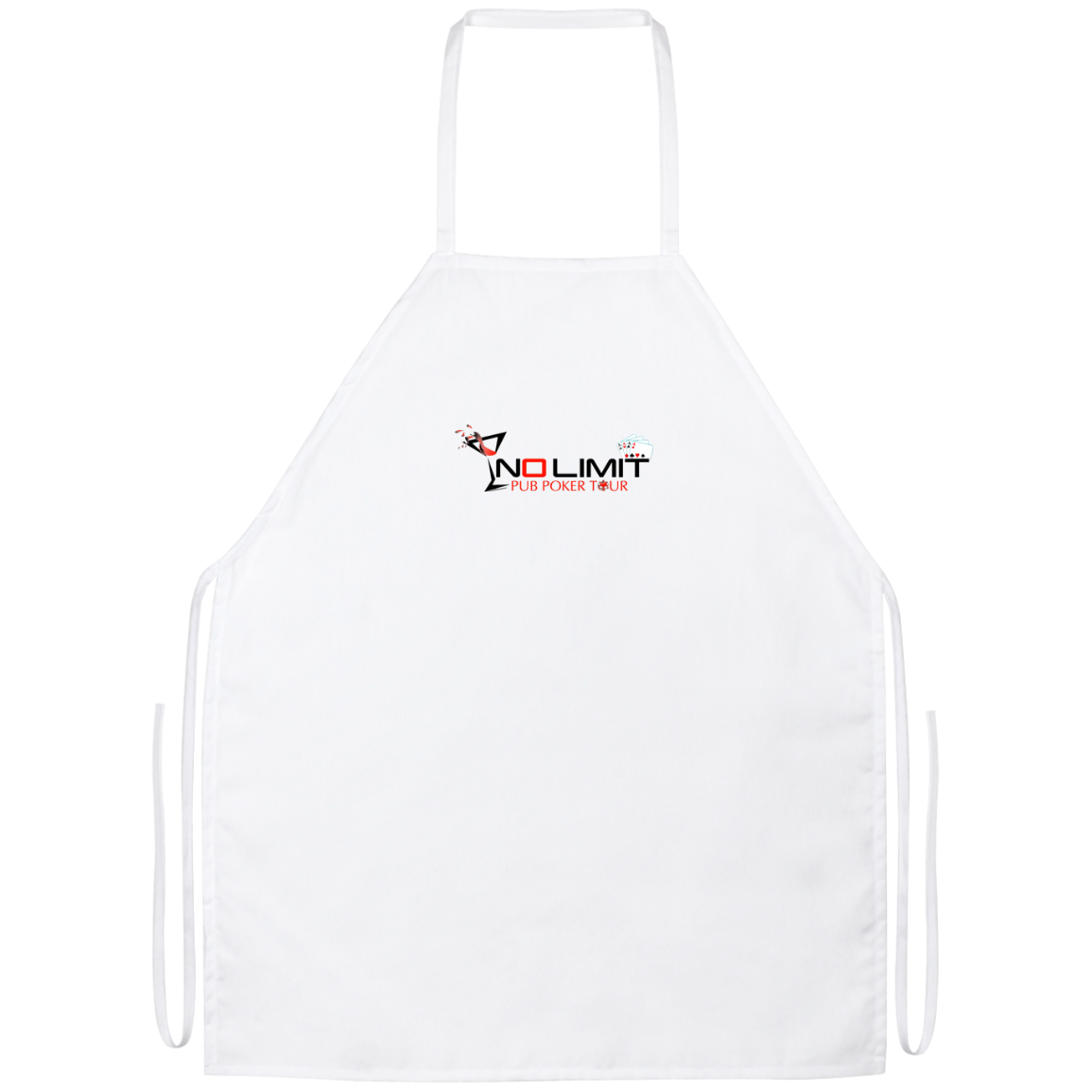 White Apron With Small Chest Logo And Adjustable Waist Ties Apron PNG Graphic