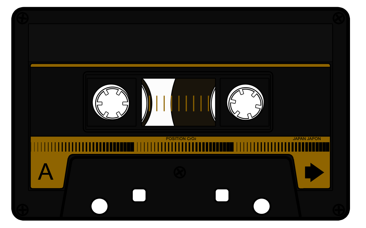 Black And Gold Vintage Audio Cassette Tape With Dark Label High Resolution Transparent PNG Image