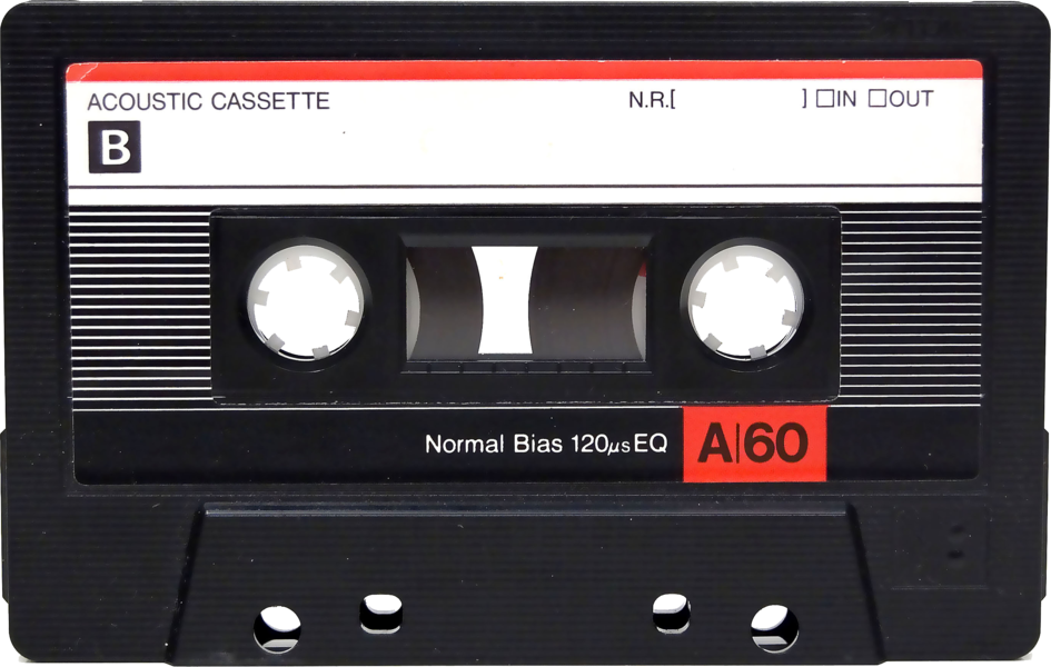 Black And Red Vintage Audio Cassette Tape With Printed Label Cassette Tape PNG Graphic