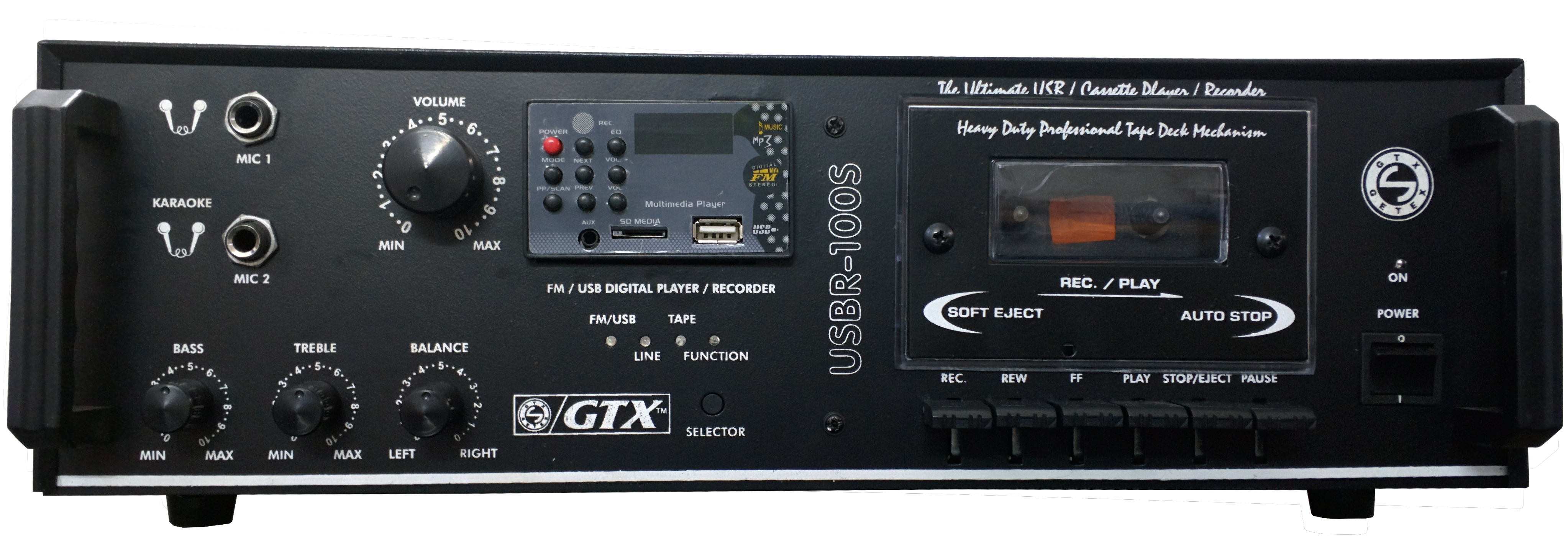 Black Hi Fi Stereo Cassette Deck Receiver With Front Display High Resolution Transparent PNG Image