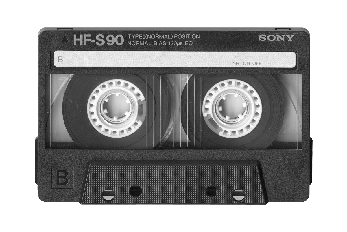 Black Maxell Style Vintage Audio Cassette Tape With Dual Reels Cassette Tape PNG Graphic