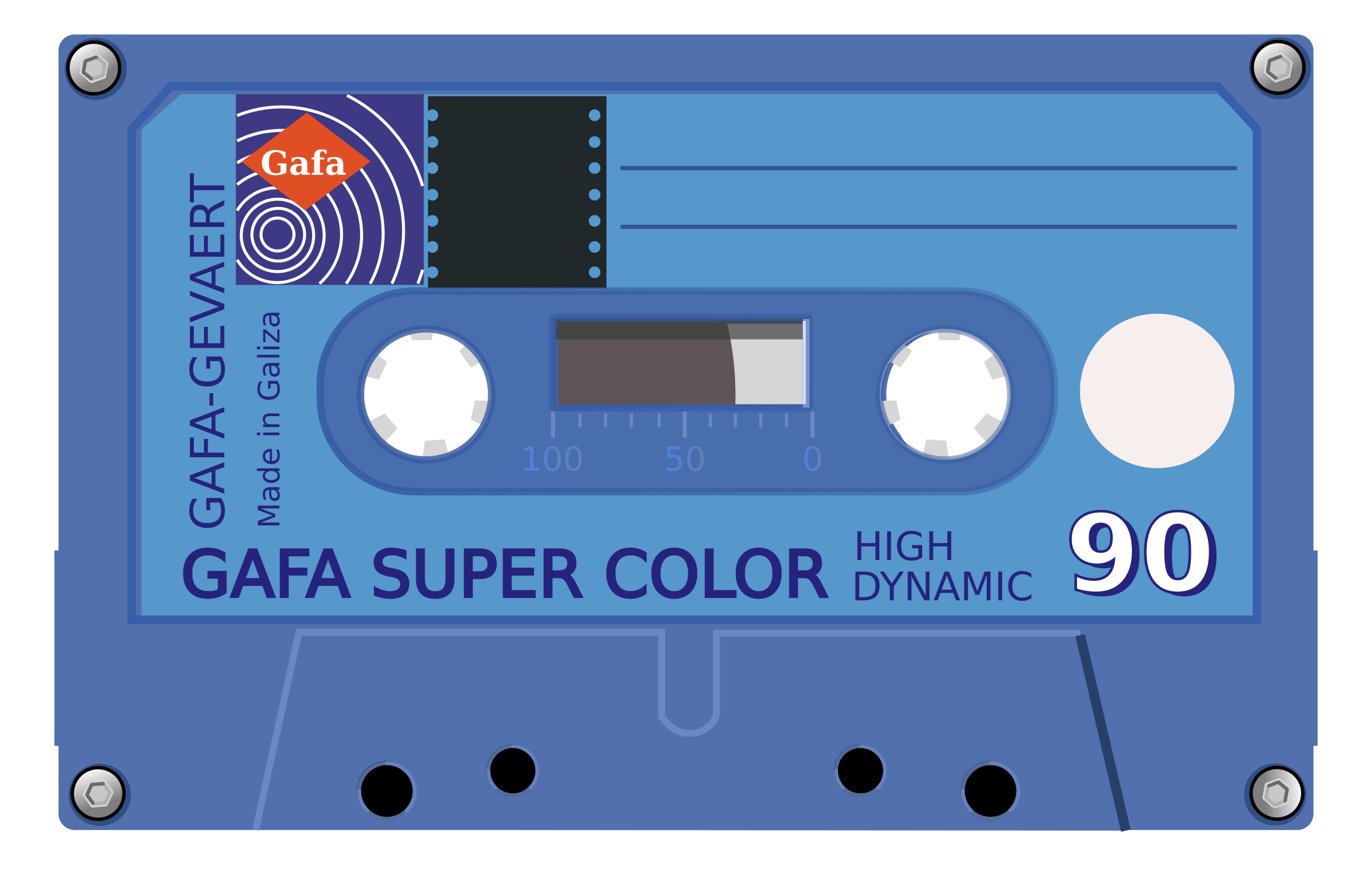 Blue Agfa Super Color Music Cassette With Vintage Printed Label Isolated Cassette PNG Image