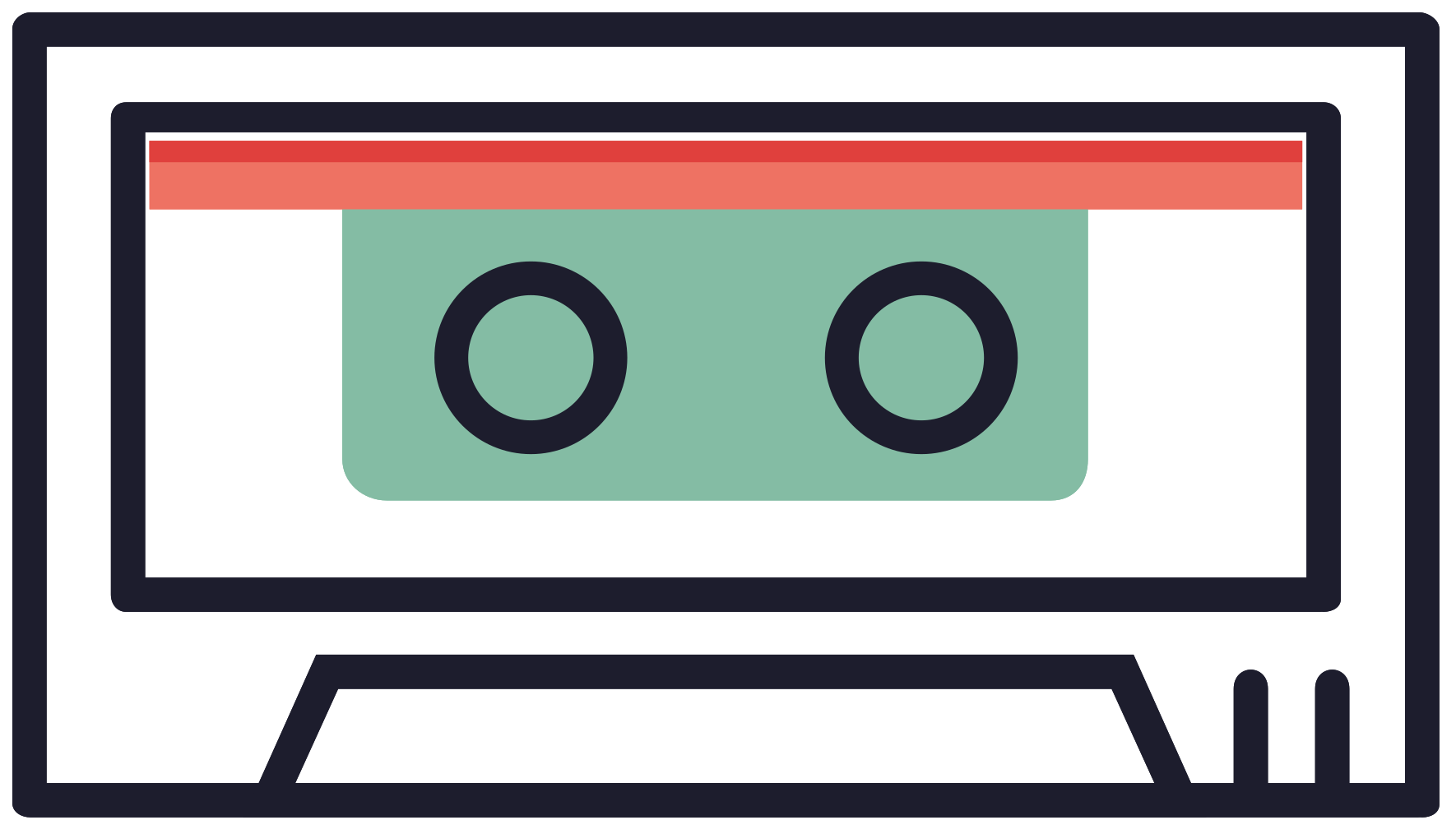 Blue Minimal Cassette Tape Icon With Center Reels And Label Audio Cassette Transparent PNG