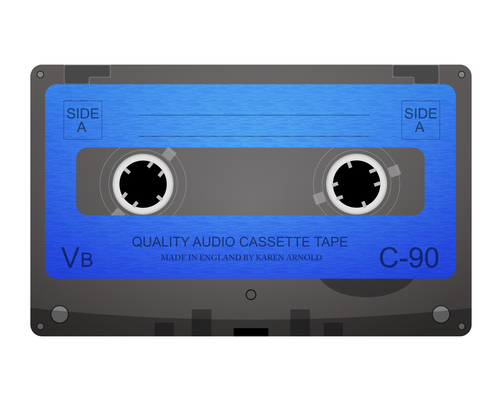 Blue Retro Compact Cassette Tape With White Center Label Isolated Cassette PNG Image
