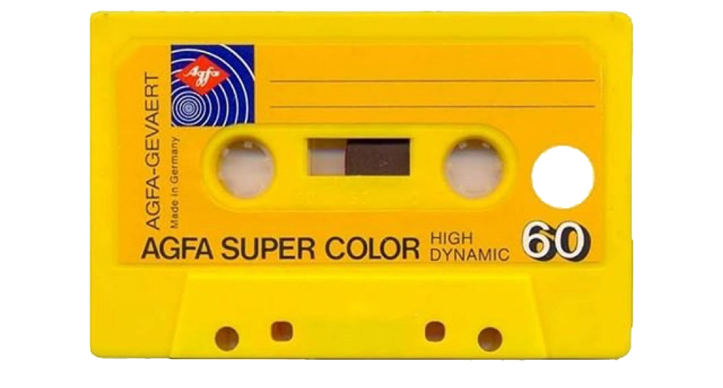 Bright Yellow Vintage Audio Cassette Tape With Printed Music Label Retro Music Transparent PNG