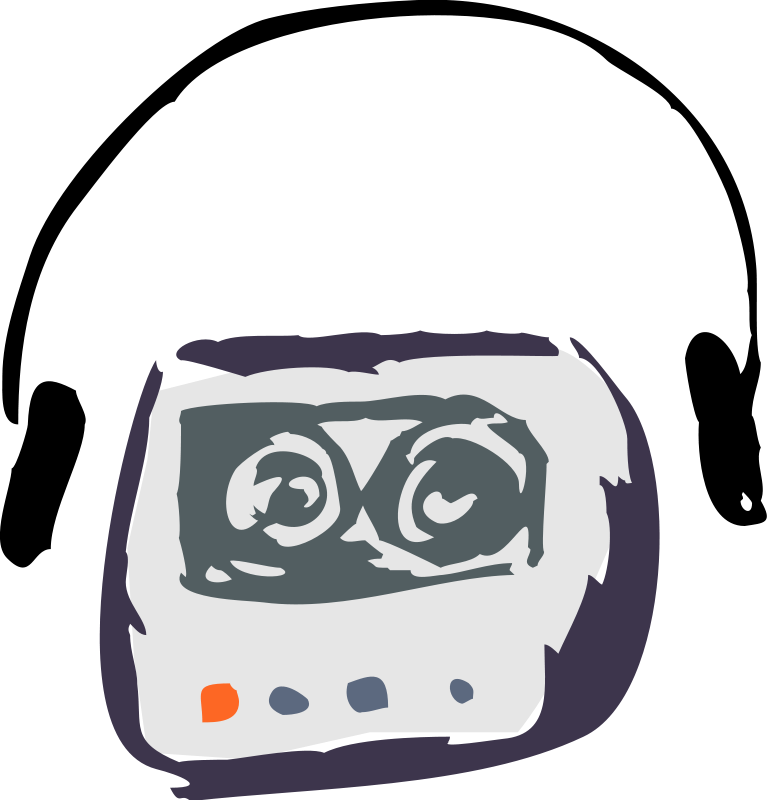 Cartoon Music Fan Wearing Headphones With Cassette Player Illustration Isolated Cassette PNG Image