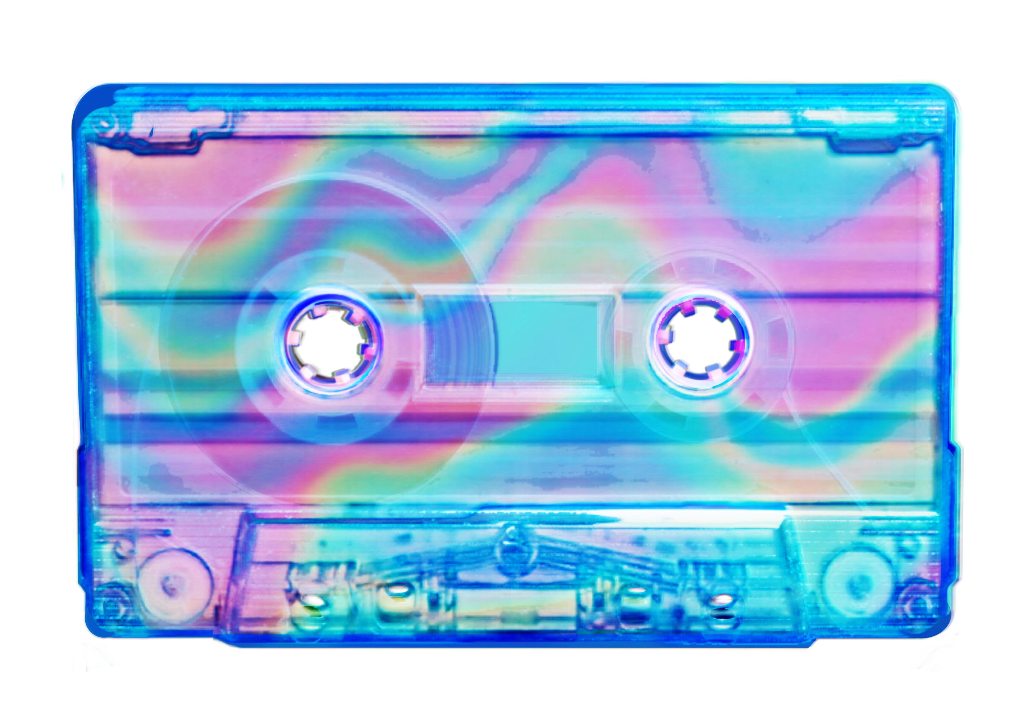 Colorful Iridescent Holographic Audio Cassette Tape With Rainbow Finish Isolated Transparent PNG Image