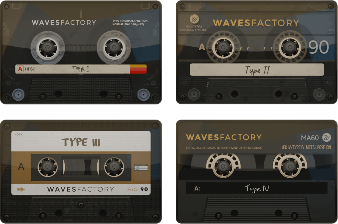 Four Vintage Audio Cassette Tapes In A Retro Product Collage Cassette Tape PNG Graphic