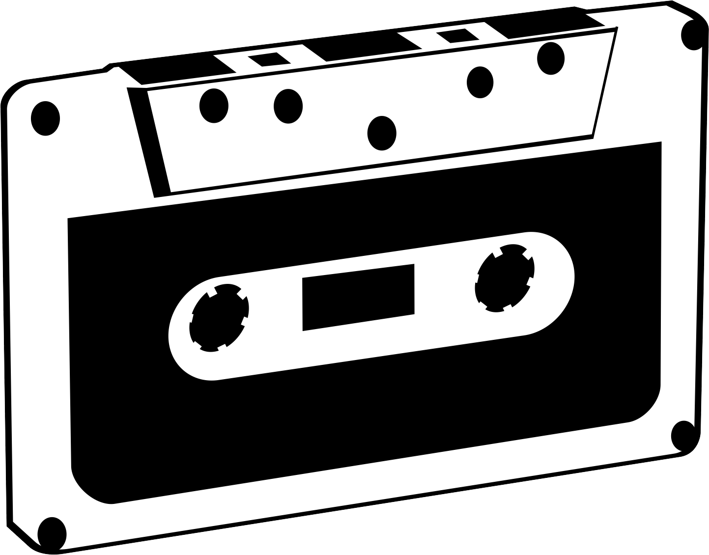 Large High Contrast Black And White Cassette Tape Graphic Transparent PNG Clipart