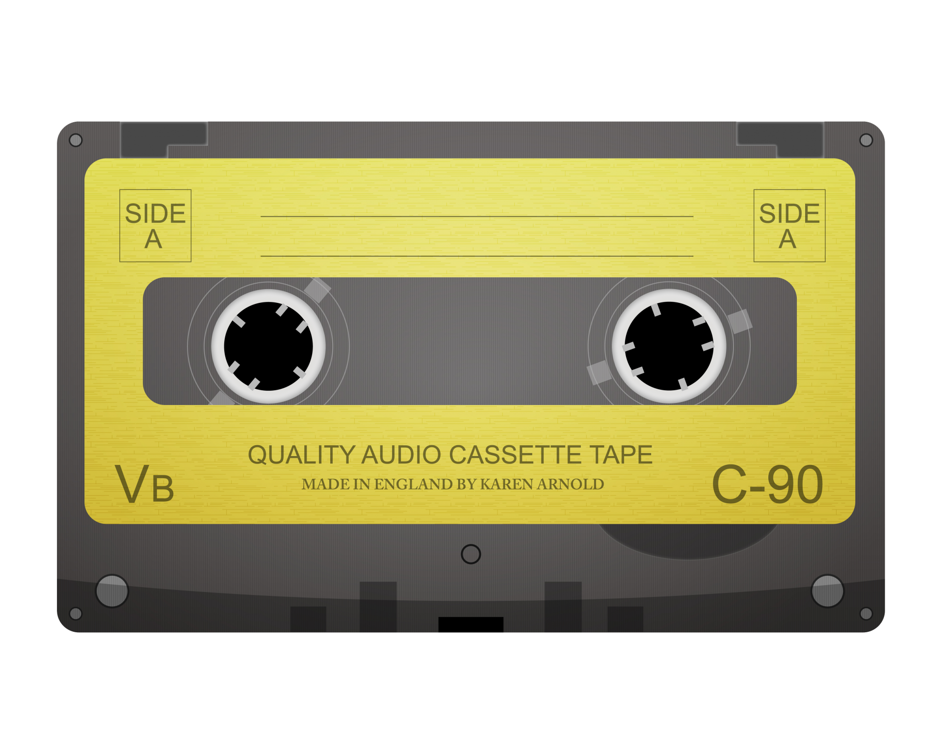 Pale Yellow Compact Cassette Tape With Minimal Retro Label Audio Cassette PNG Illustration