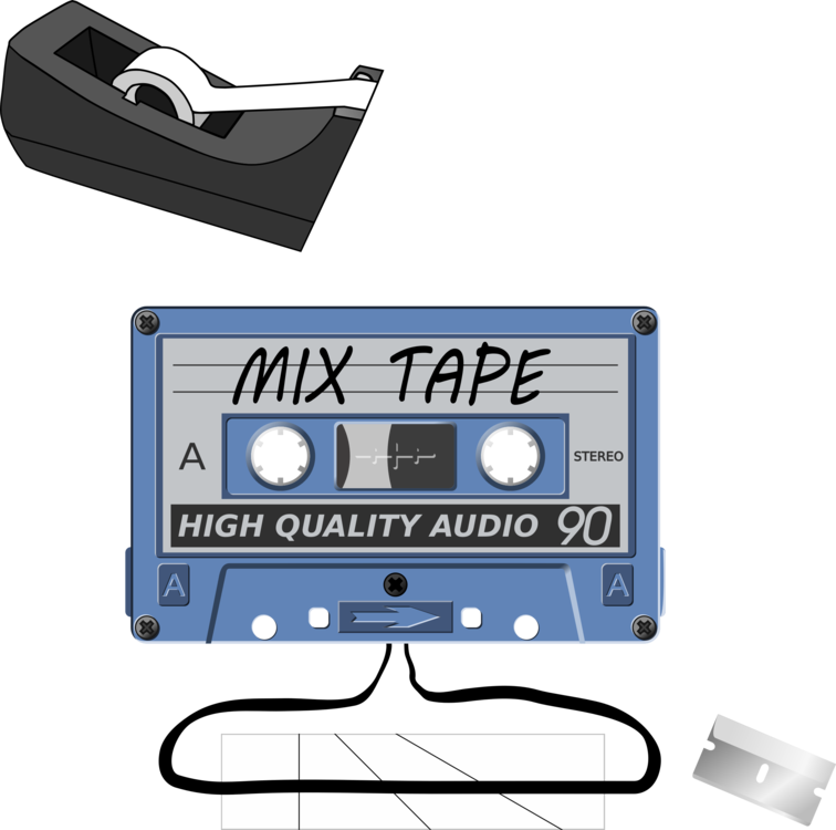 Portable Cassette Player With Blue Mix Tape And Headphone Cable Transparent PNG Clipart