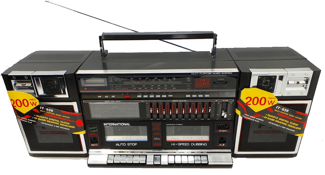 Retro Portable Boombox Radio With Dual Speakers And Cassette Deck Audio Cassette Transparent PNG