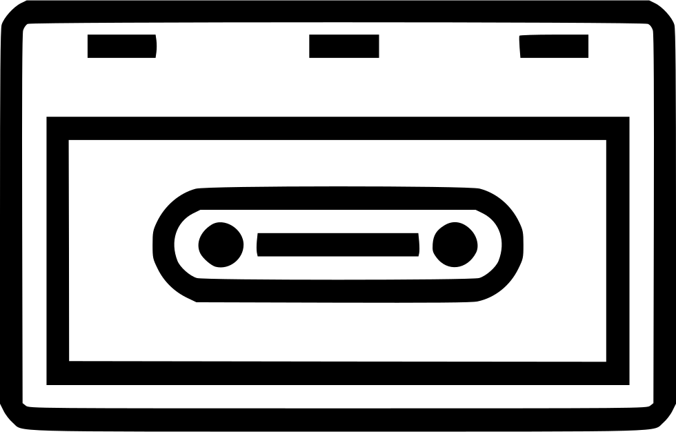 Simple Black Outline Icon Of A Compact Audio Cassette Tape Transparent PNG Clipart