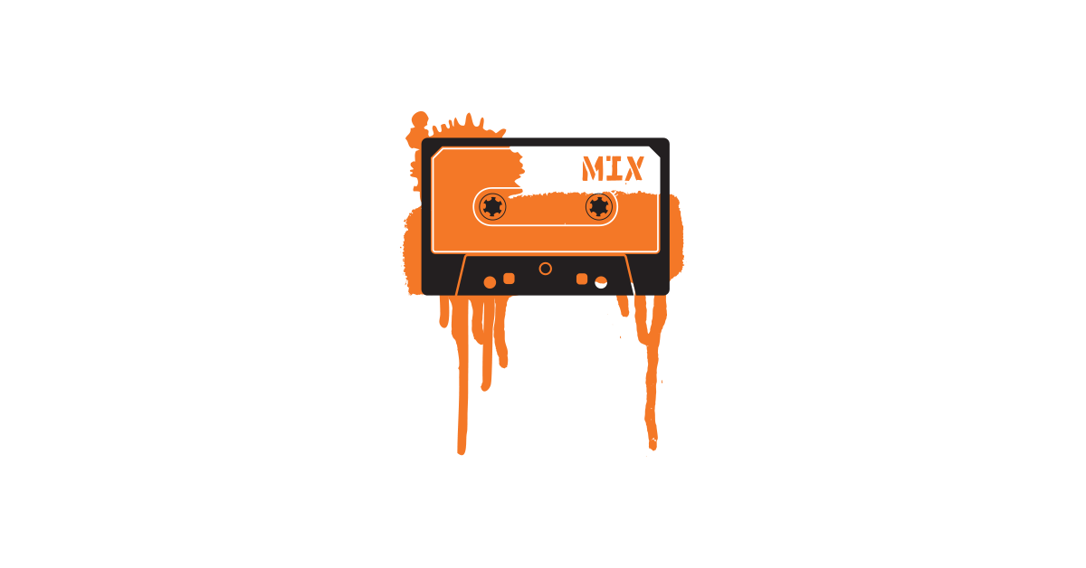 Tiny Orange Retro Cassette Player Illustration With Thin Legs Cassette Tape PNG Graphic
