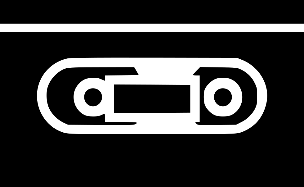 White Cassette Tape Symbol On Solid Black Square Background Isolated Cassette PNG Image