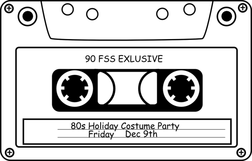 White Party Mix Audio Cassette With Handwritten Style Label Retro Music Transparent PNG