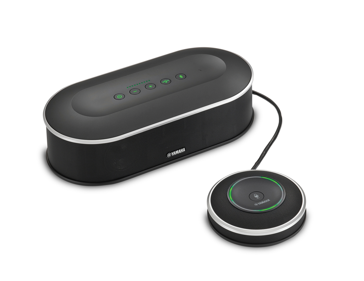 Black Oval Wireless Speaker With Small Remote Control And Cable Transparent Background PNG Image