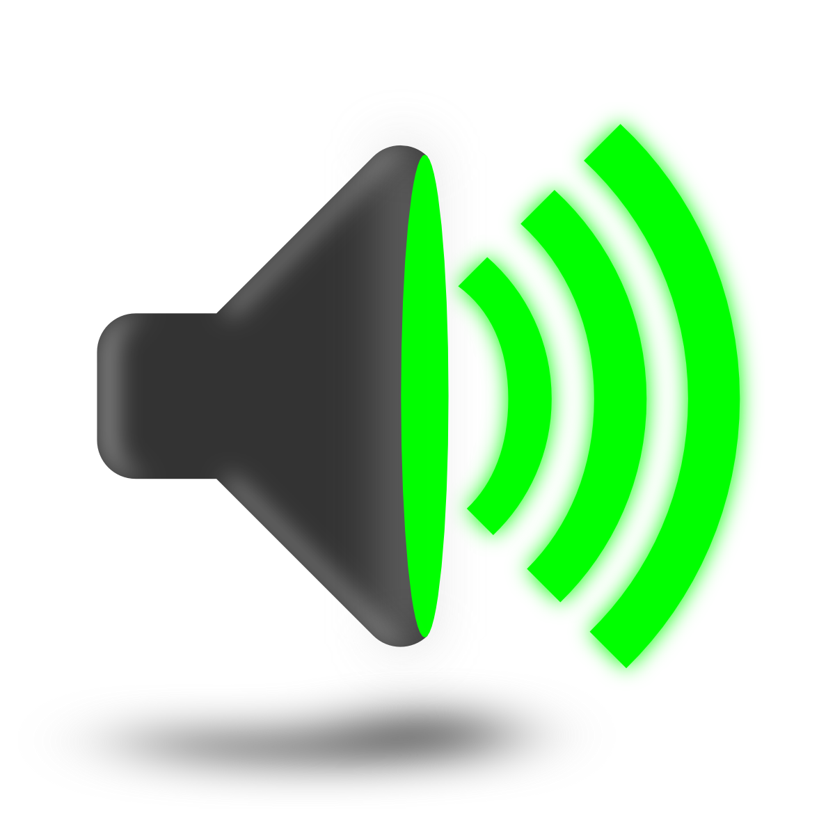Black Speaker Volume Icon With Bright Green Sound Wave Lines Speaker System PNG Graphic