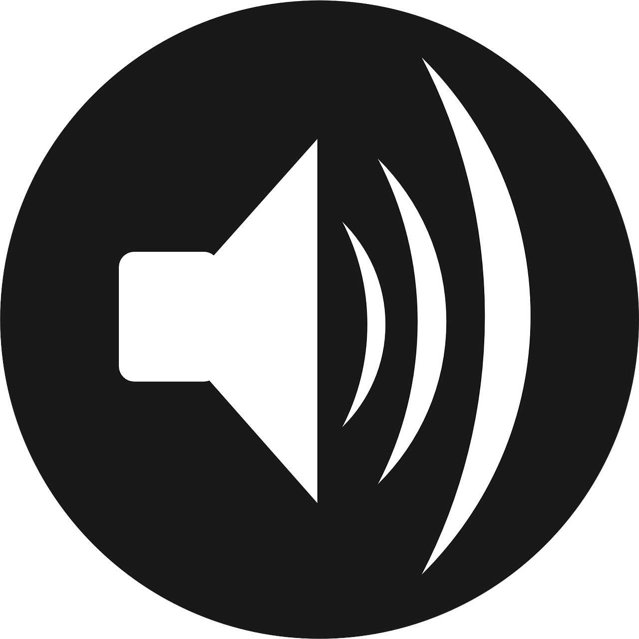 Black Volume Speaker Icon With Three Sound Waves In Blue Circle Speaker PNG Illustration
