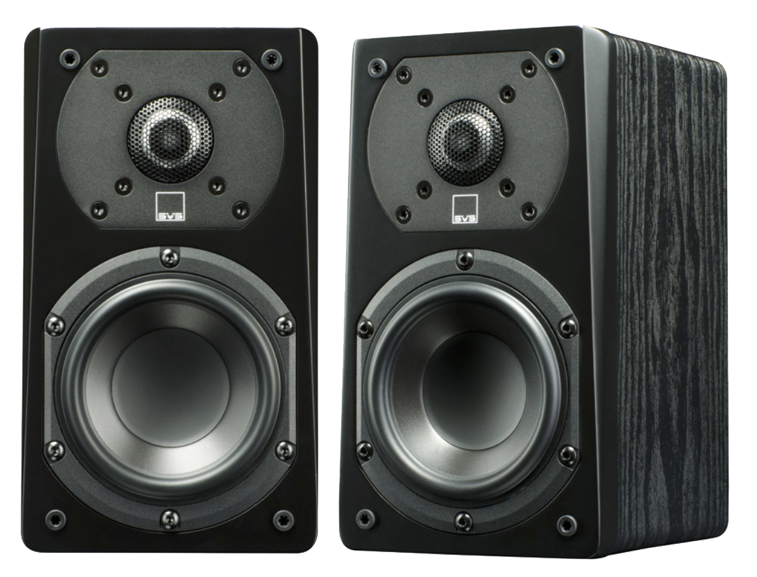 Pair Of Black Bookshelf Speakers With Circular Midrange Drivers Transparent PNG Clipart