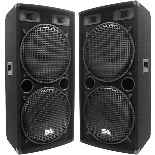 Pair Of Large Black PA Speakers With Protective Front Grilles High Resolution Transparent PNG Image