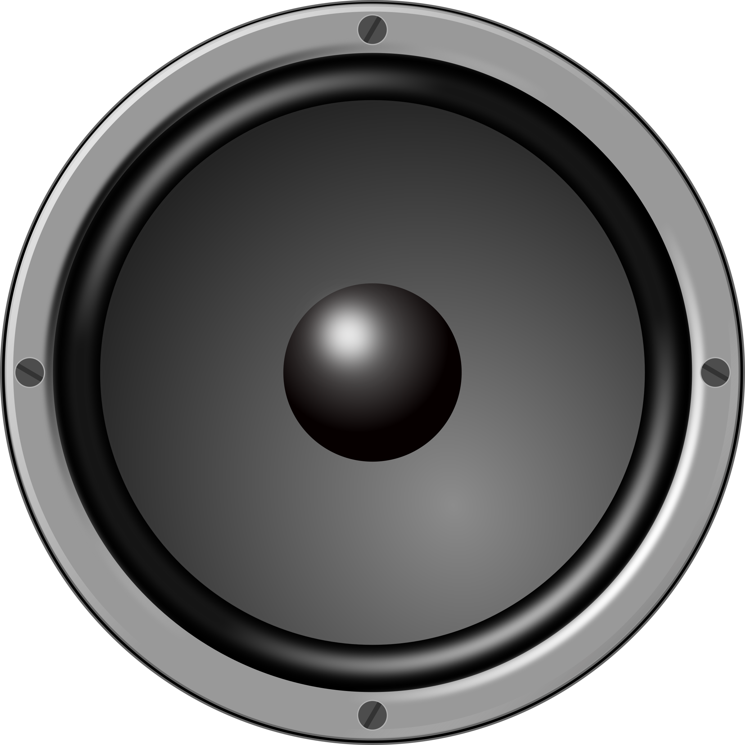 Round Silver Woofer Driver With Metallic Cone And Dark Outer Surround Isolated Transparent PNG Image