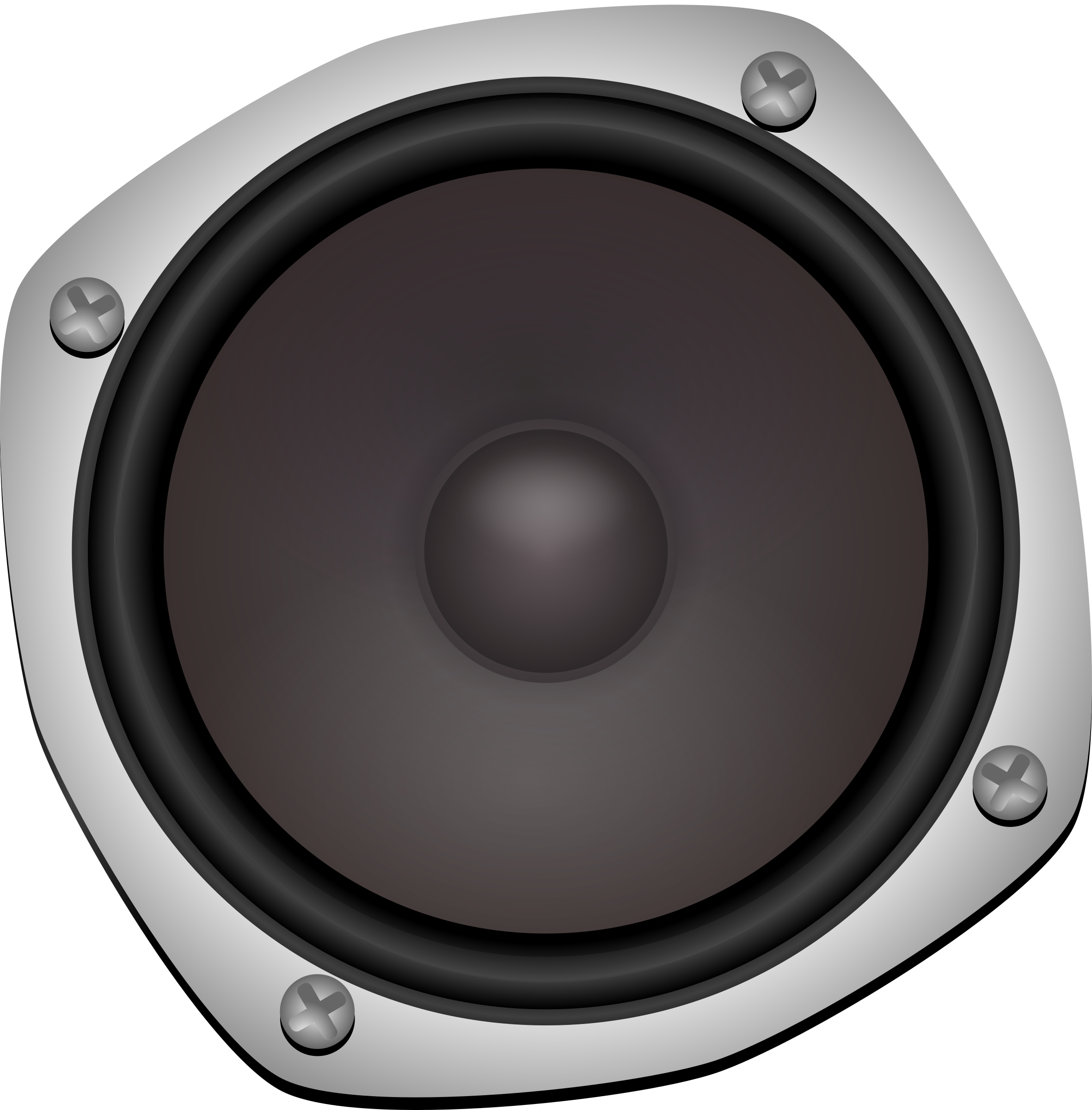 Silver Gray Speaker Cone In Rounded Square Mounting Frame Transparent Background PNG Image